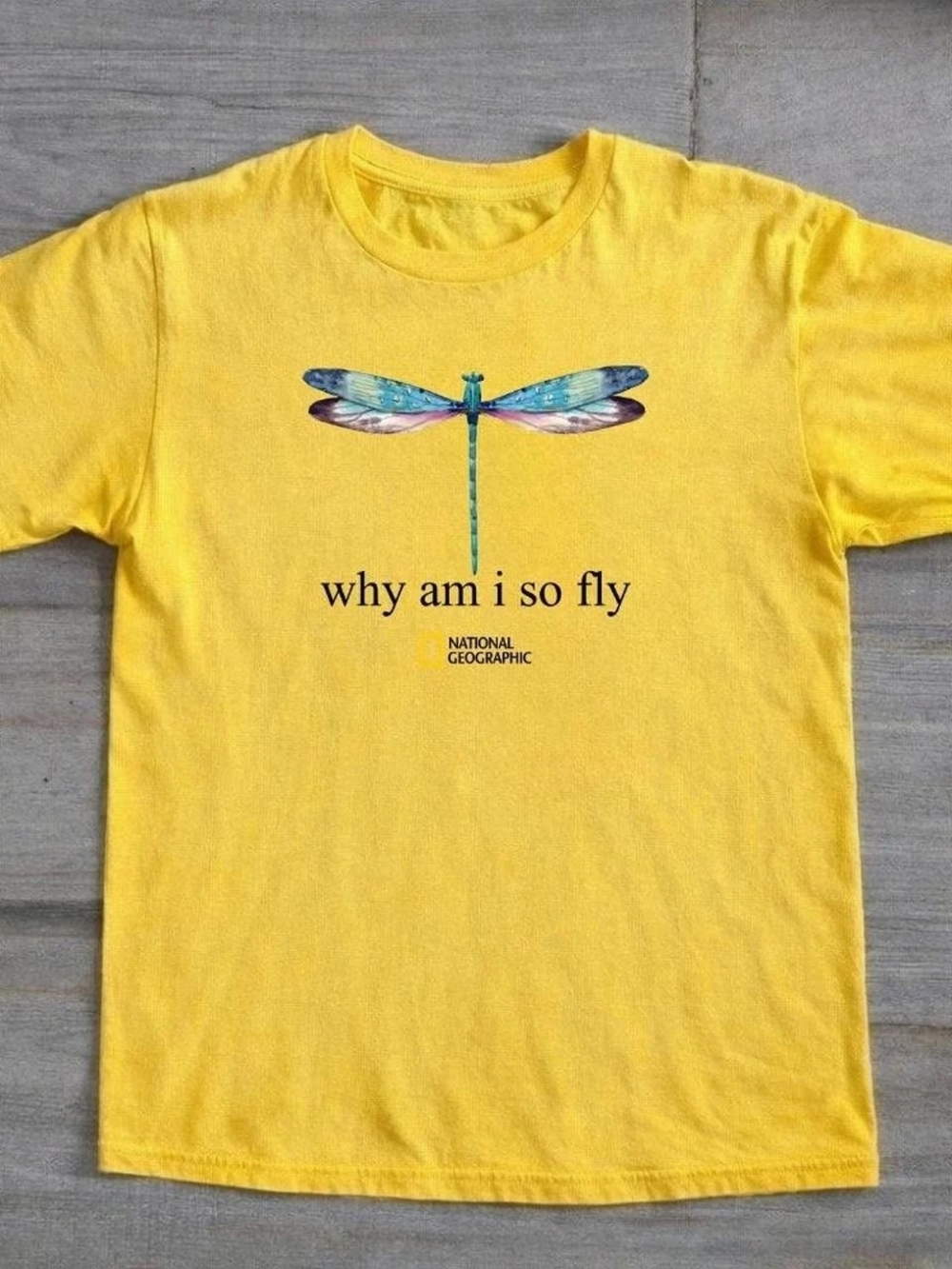 National Geographic Dragonfly Why Am I So Fly Graphic Yellow T-Shirt